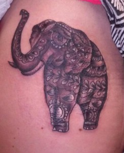 Greyscale elephant tattoo