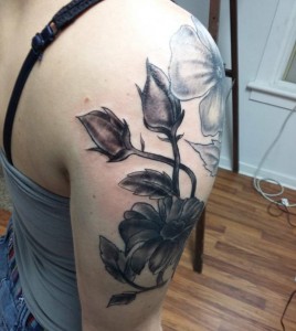 Floral Grayscale Shoulder